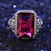 WOSIKATE Vintage Square Ruby Engagement Ring For Women  CopperFashion Jewellery Hollowed Out Zirconia Ring Accessories