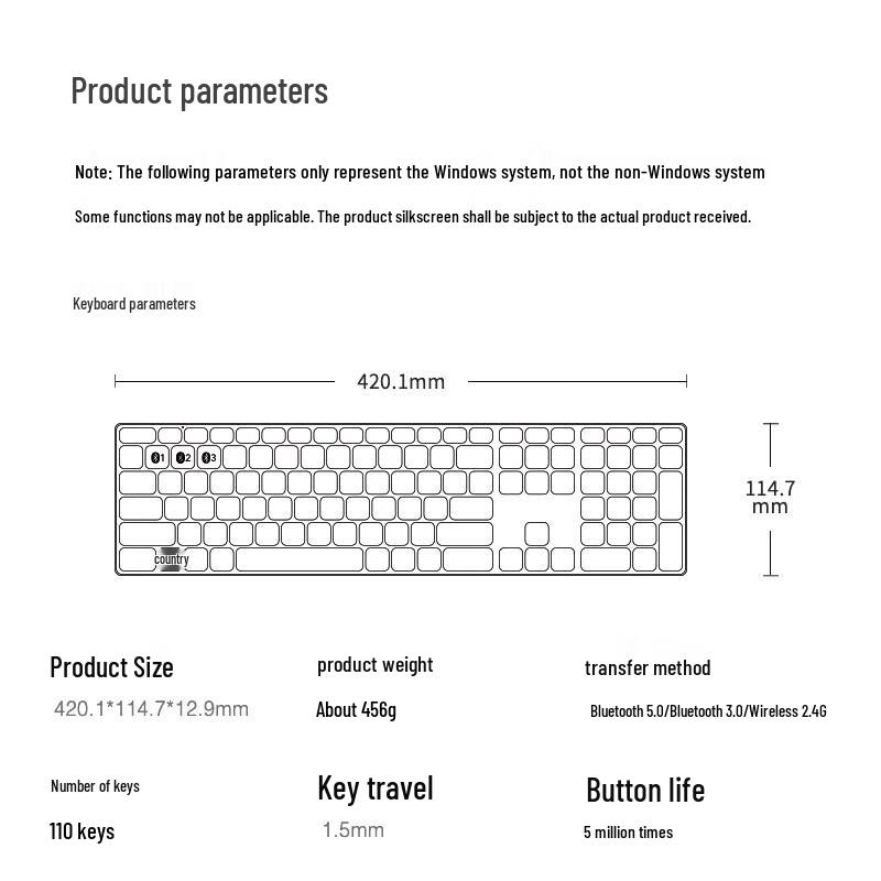 Rapoo E9550G Multi-Mode Slim Wireless Keyboard
