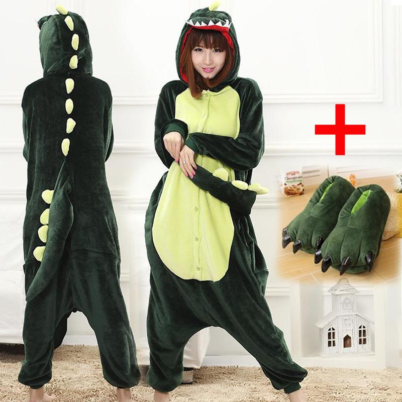 Pijama unissex de anime Kigurumi, fantasia de dinossauro, fantasia de inverno com capuz, conjunto de roupa de dormir para festa