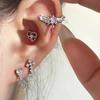 Pink Five-pointed Star Wings Water Drop Stud Earrings Female Unique Design Hot Girl Personality Charm Y2K Puncture Zircon Gift