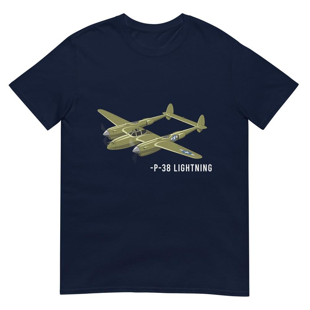 P38 Lightning Plane Wwii Warbird Military Aviation History Tshirt S
