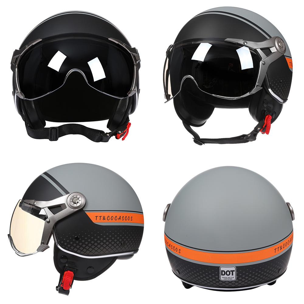 Retro Open Face Helmet Jet Motorcycle Helmet Detachable Clear Wind Visor For Vintage Scooter Moped Rider  Adult Vespa Commuter