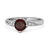 Garnet Classic Solitaire with Accent CZ Ring - 925 Sterling Silver