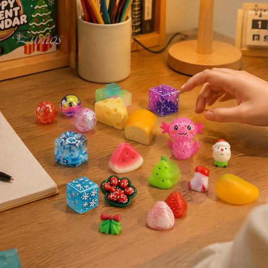 Relaxing Fidget Toys for Daily Use Squeeze Advent Calendar, Soft Bun Sensory Toys, Christmas Stocking Educational Tools Concentration Stuffer, Stress