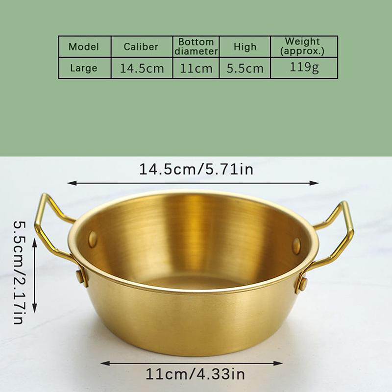 Household Double Handle Snacks Plate Cuisine Bowl Stainless Steel Round Rice Wine Bowls Anti Scalding Sauce Food Container