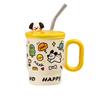 2025 Summer Straw Cup Graffiti Animal Ceramic Water Cup With Lid Cartoon Mug Water Cup Premium Cute
