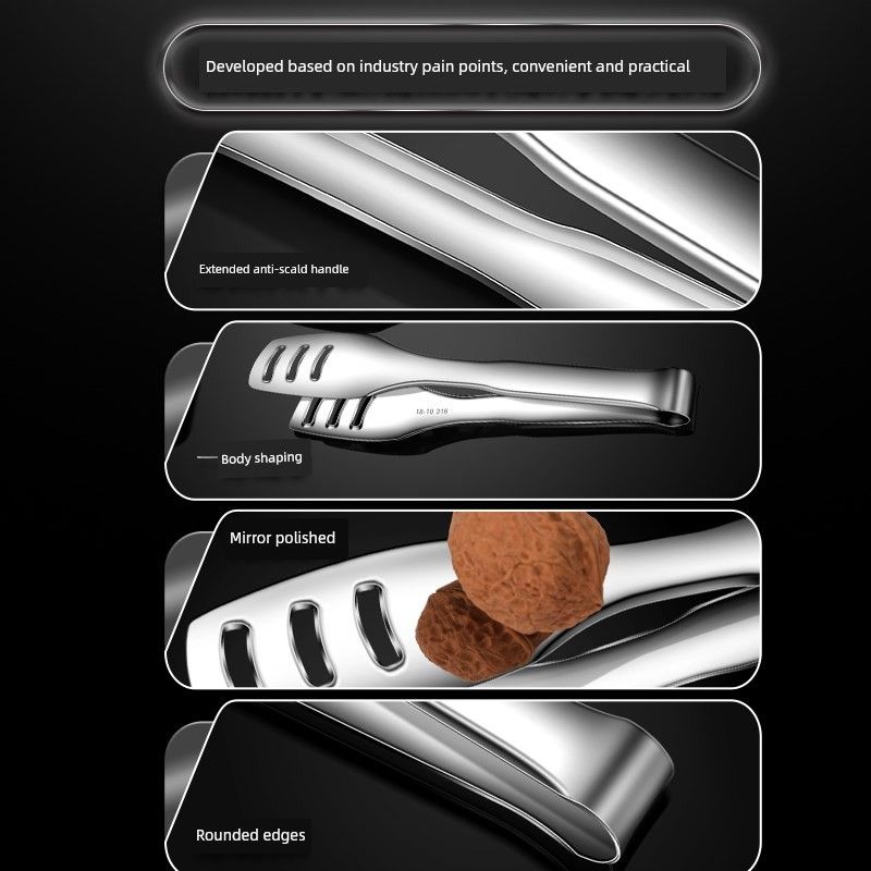 Steel Tongs, Food Tongs, Kitchen Anti-Scald Tongs, Barbecue Tongs, Special Tongs for Grilling Steak, Small Tongs, Barbecue Tongs for Vegetables