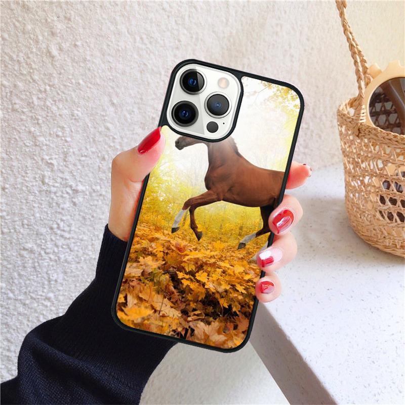 The Running Black Quarter Horse Phone Case for iPhone 17 Air 16 PRO MAX 15 14 PLUS 12 11 13 Cover Fundas Shell Coque