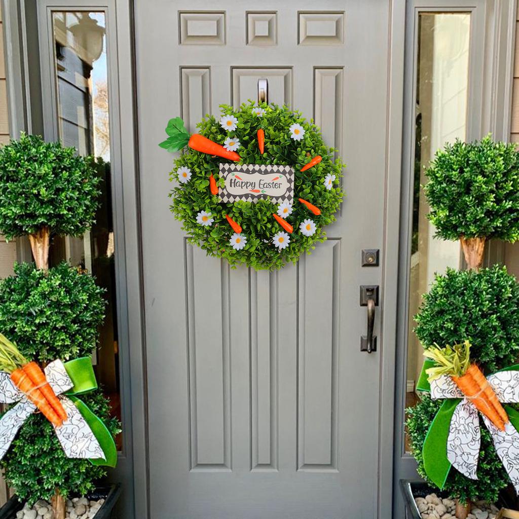 Easter Wreath Small Daisy Carrot Happy Easter Eucalyptus Leaf Home Door Hanging