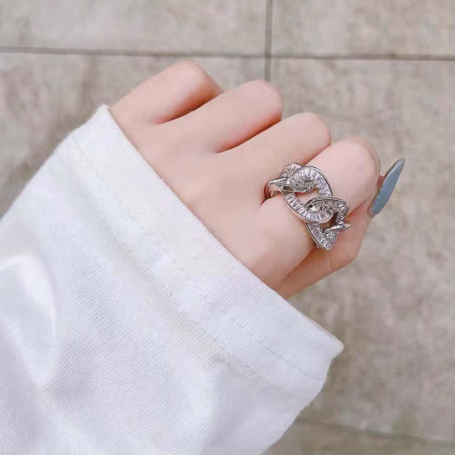 New chain shaped light luxury cool style European and American niche ring exquisite personality fashionable versatile open ring