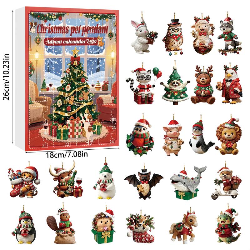 24 Days Christmas Countdown Calendar With Cute 2D Pet Ornaments Xmas Tree Decoration  Year Advent Calendar Surprise Blind Box