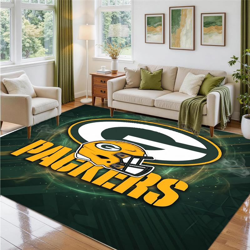 Green Bay Packers Design Crystal Velvet Rug Soft Decorative Mat for Bedroom Entrance