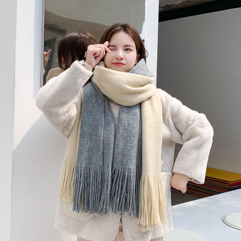 OgLuxe Sciarpa Invernale Donna Morbida Misto Cashmere 180x75 Cm - Stampa Pettirosso Reversibile Beige - Calda E Accogliente, Sciarpa Scialle Regalo