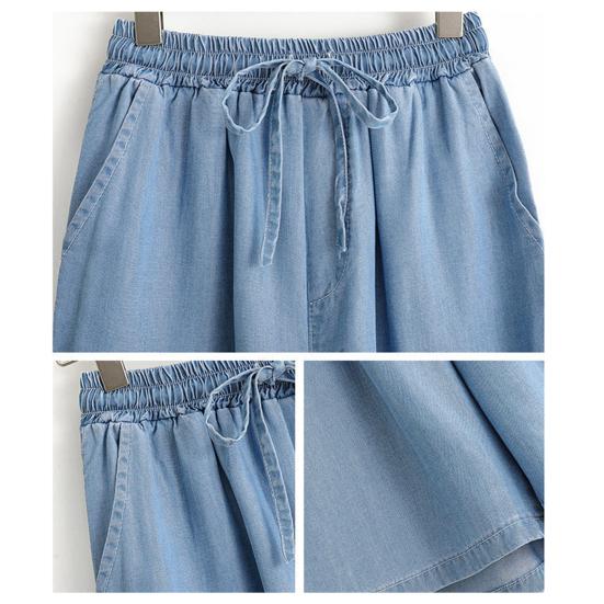 Женские летние широкие шорты с высокой талией — фото 8