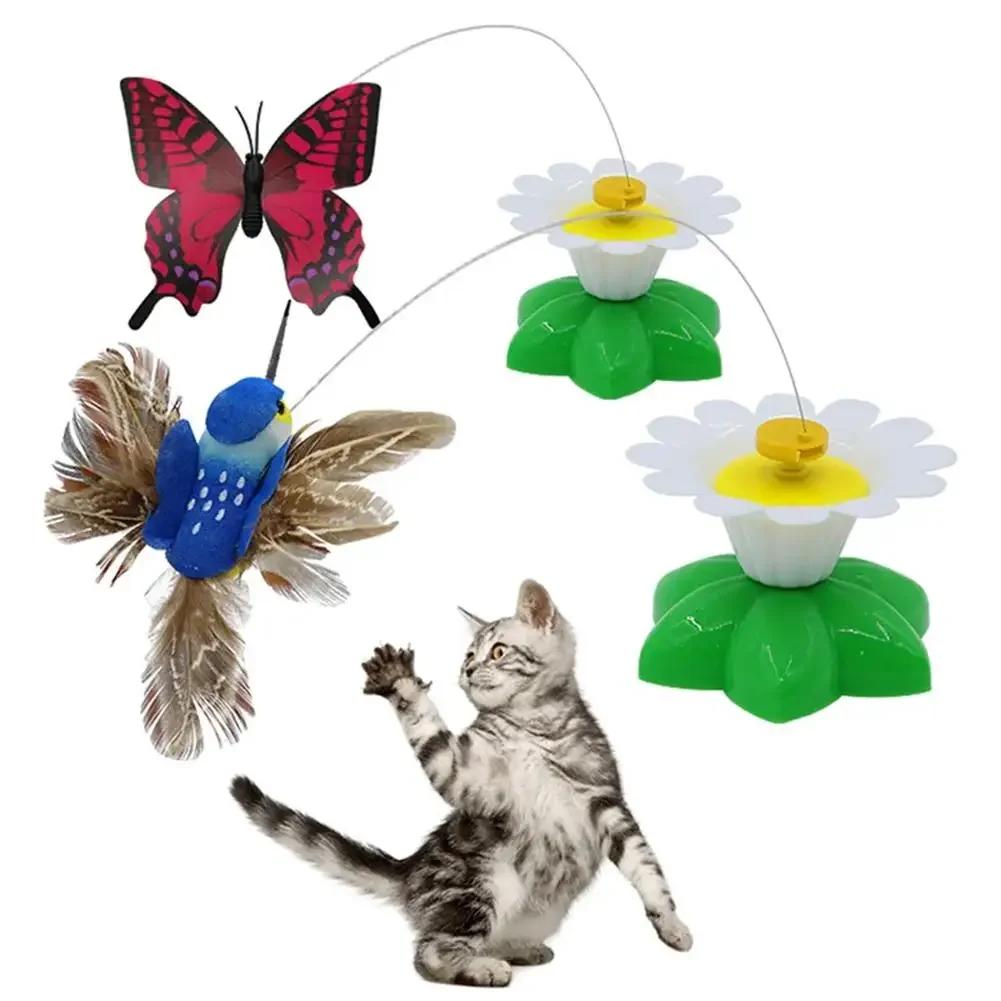 1PC Electric Butterfly Cat Toy - Automatic Rotating Flying Hummingbird, Funny Intelligence Training Pet Toys (Random Color)