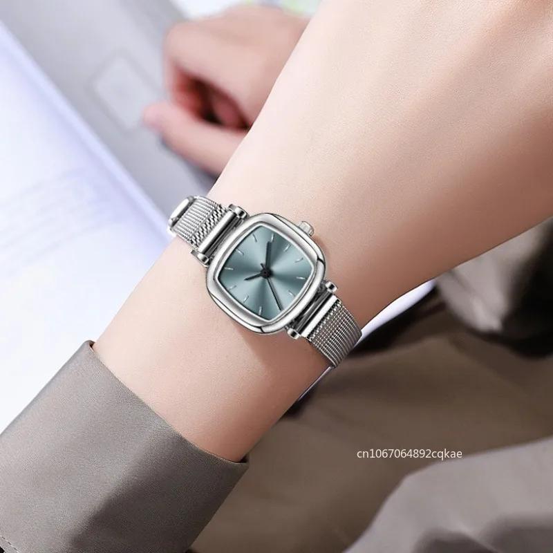 Small Square Watch for Women Fashion Stainless Steel Mesh Strap Quartz Watches Ladies Luxury Gift Wristwatches Dropshipping