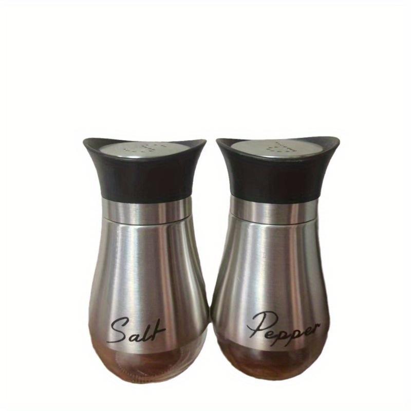 2pcs Salt and Pepper Shakers Set Glass Bottom Salt Pepper Shaker with Stainless Steel Lid Kitchen Decor and Accessories