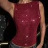 European and American style sexy hot diamond vest personalized street versatile slim fit outer top women