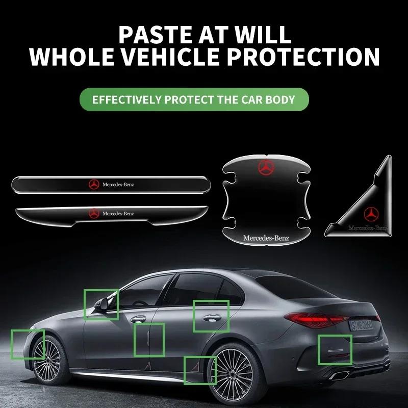 4 stuks Transparante Autodeurhandvat Sticker Decoratie Beschermfolie Voor Mercedes Benz AMG A B C E S Klasse GLC GLK GLE GLA CLA GLB
