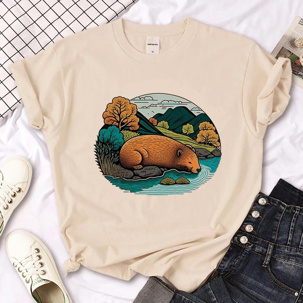 Capybara Capybara T-Shirts Herren Y2K Designer Sommer T-Shirt Junge Y2k 2000er Japanische Kleidung Kawaii T-Shirt Grafik-Top Weiblich