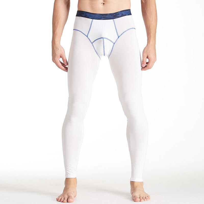 Men's Solid Color Mid-Waist Thermal Leggings - Comfortable, Slim-Fit, Cold-Resistant Autumn/Winter Wear