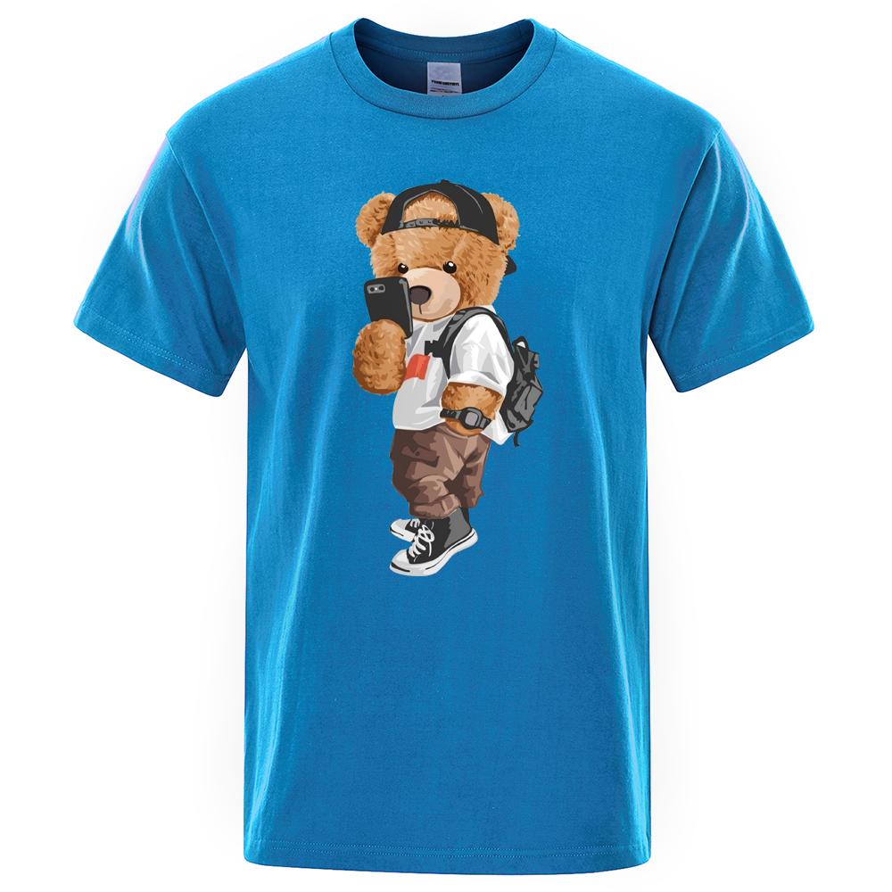 Men 2024 Fashion Ted Bear T Shirt Pure Cotton Tops Tee Funny Men Short Sleeve Crewneck Tees Summer Oversized Female T-Shirts