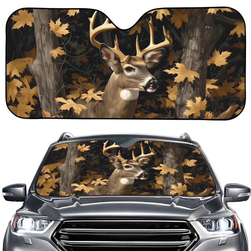 SHEIN Elk Print Aluminum Foil Sunshade - Portable, No-Install Windshield Visor for Men & Women