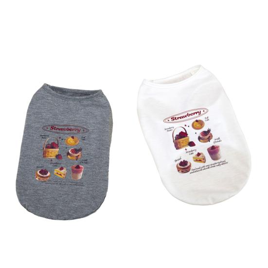 Pet Sleeveless Shirt Strawberry Food Print Pet Tank Top Small Dogs Cats Spring Summer Breathable Clothes Costume Outfit Apparel