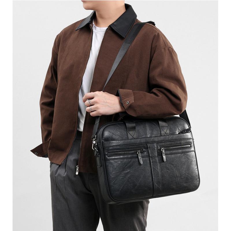 Men's New Business Laptop Bag Fashion Men's One-shoulder Messenger Briefcase Large-capacity Retro Shoulder Bag