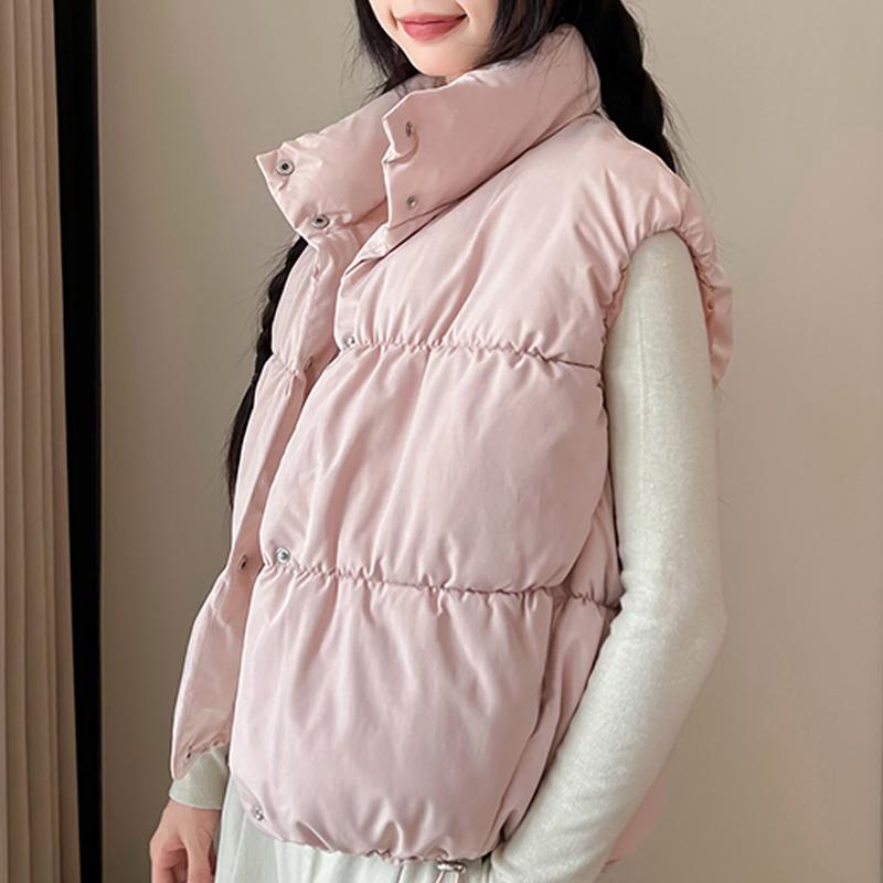 Fashion Winter Short Sleeveless Vest Woman Warm Outerwears Stand Collar Casual Thick Women's Jackets