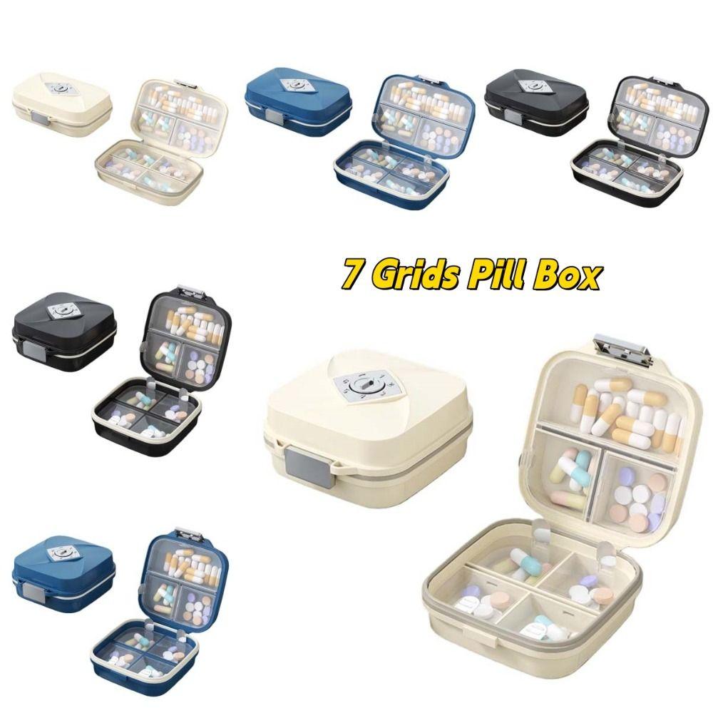 Grids Sealing 7 Grids Pill Box Mini Jewelry Storage Pill Organizer Travel Pill Case  Daily Use