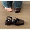 Designer Cover Toe Women Mary Jane Shoes Fashion Cross Buckle Singbacks Shoes 2025 Spring Female Thick Heel Sandals