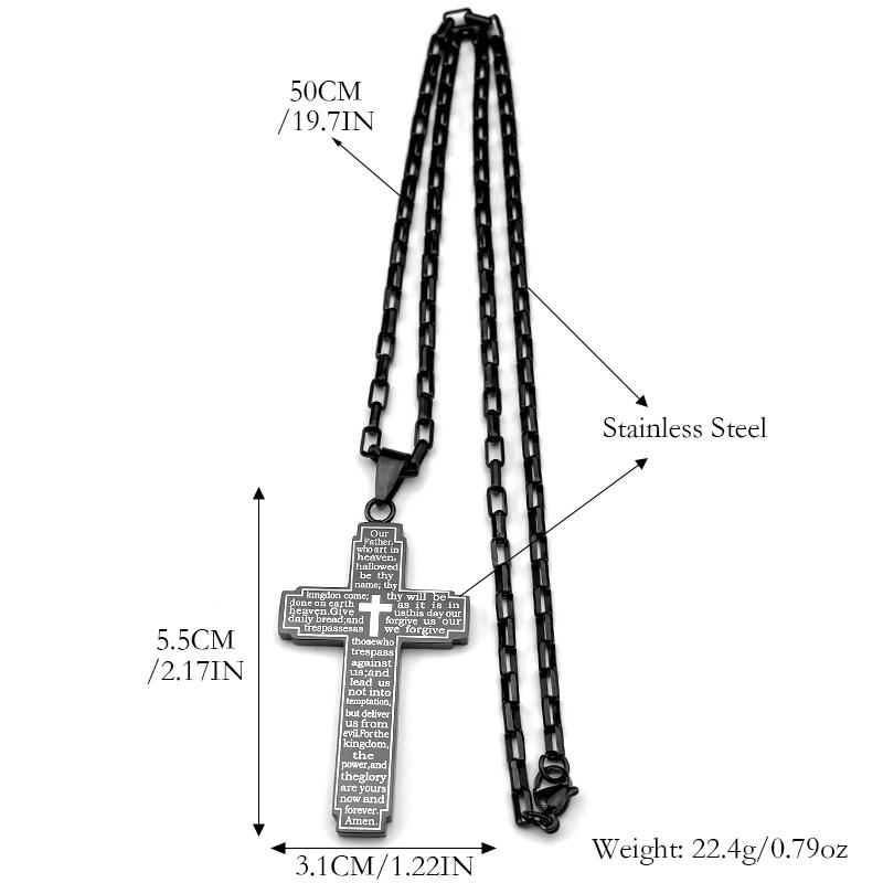 Christian Bible Jesus Cross Chain Necklace Stainless Steel Pendant Necklaces for Women Men Religious Prayer Amulet Jewelry Gift