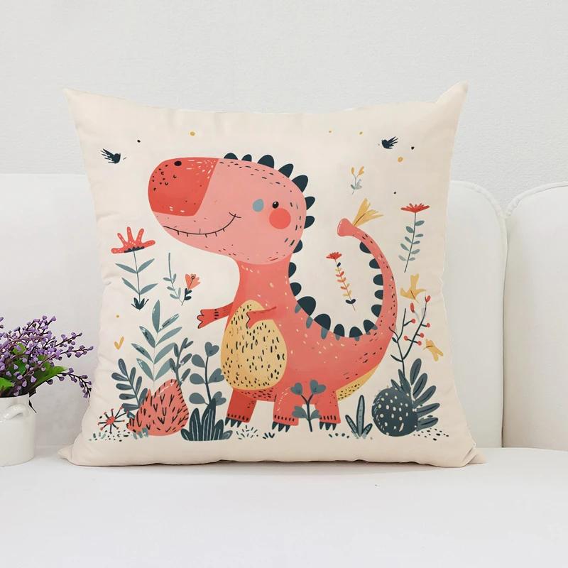 40x40 Cushion Cover Dinosaur Land Pillow Cover Sofa Decoration Children's Room Decorative Pillow Cover Kids Exquisite Gift