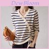 Womens Striped Knit Sweater With V Neck And Princess Sleeves For Fall Winter Fashion