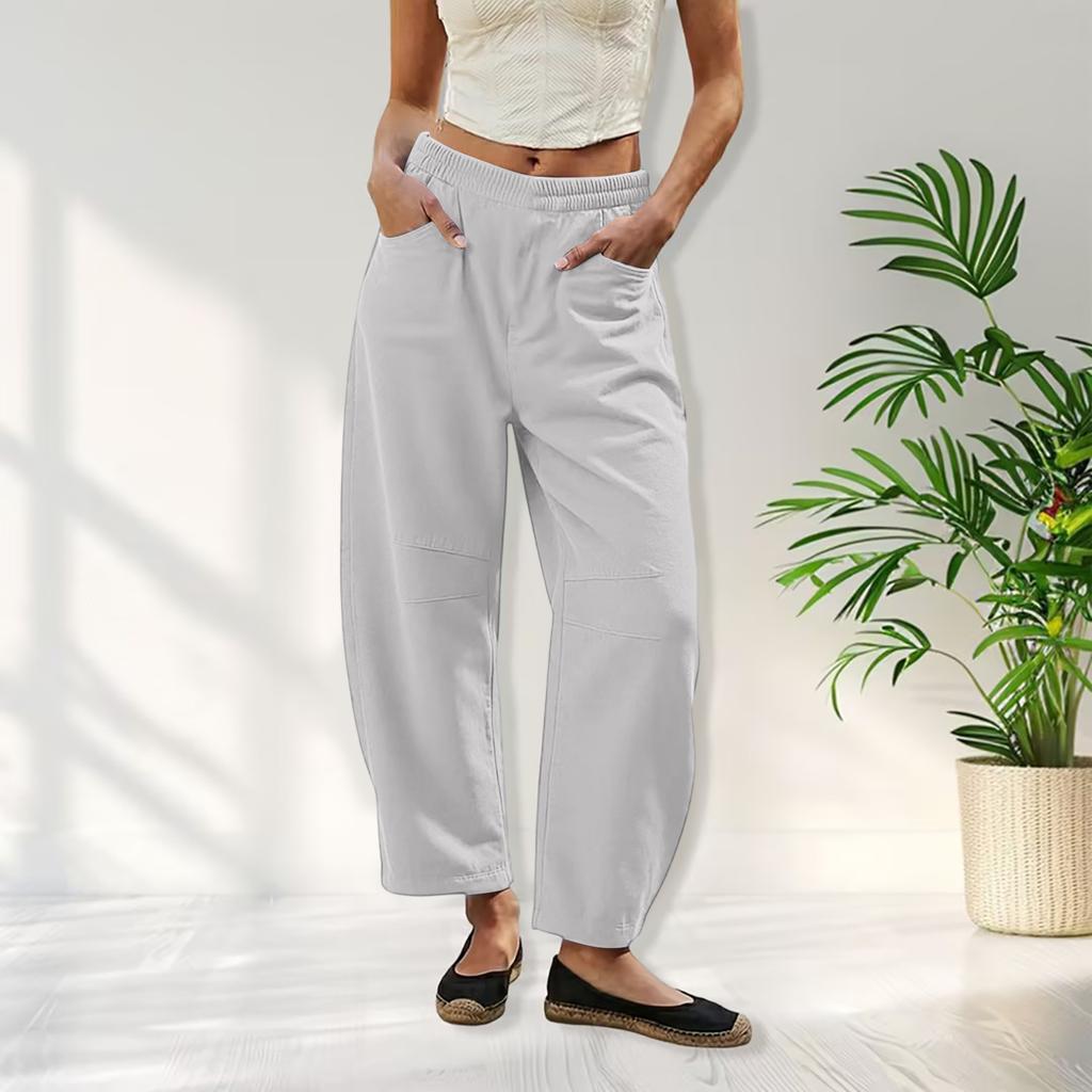 Ladies' Color Casual Fashion Breathable Loose Cotton And Linen Pants