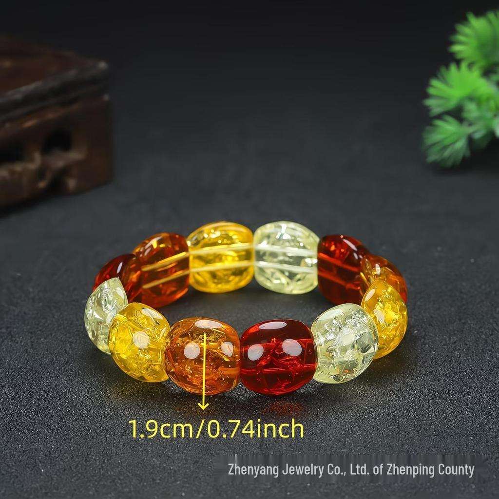 Handmade Colorful Ethnic Style Retro Natural Amber Beaded Bracelet
