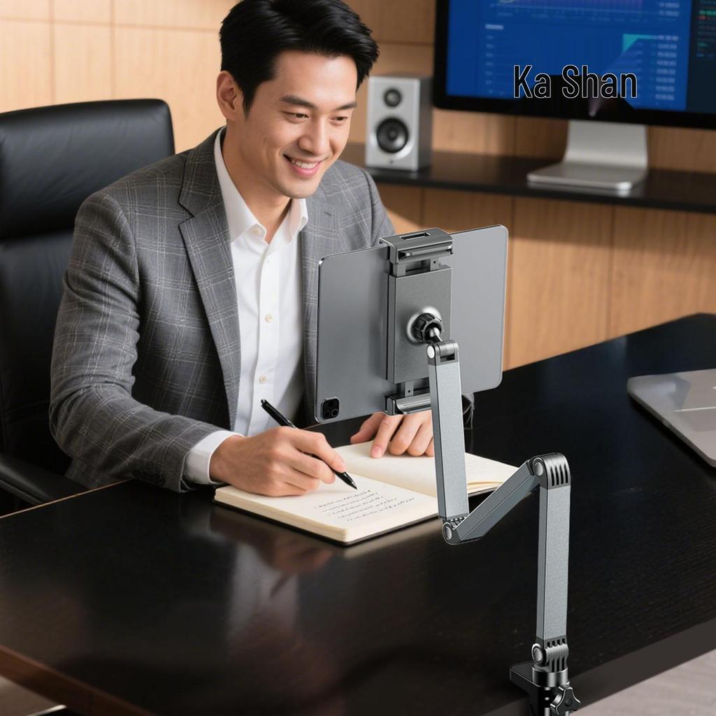 Aluminum Alloy Rotating Phone & Tablet Holder Stand for Desktop Streaming & Viewing