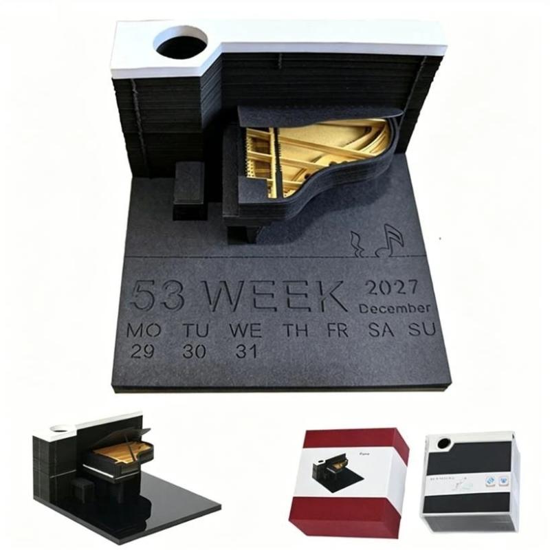 Time Piece Calendar 2027 Desk Calendar 3D Tear-Away Calendar Paper Carving Art Memo Pad Notepad Christmas Desktop Decoration