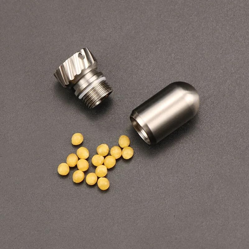 EDC TA2 Pure Titanium Waterproof Tank Pill Box, EDC Survival Seal Container, Necklace Keychain