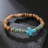 New European & American Turquoise Wood Bead Men's Trendy Coconut Shell Bracelet - Versatile Design