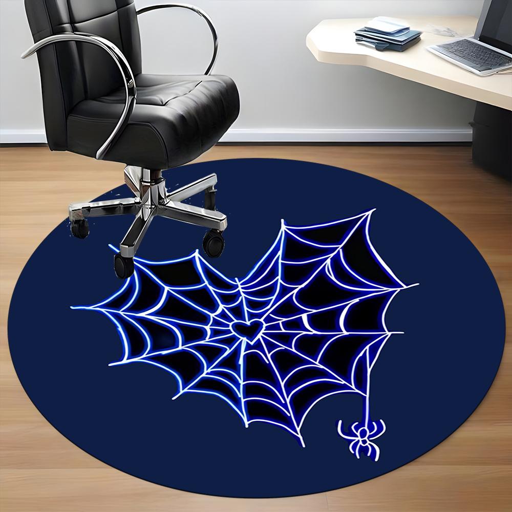 1pc Spider Web Office Round Area Rug, Indoor Mat Suitable ForOffice, Under Office Chairs Bedroom Living Room Home Decor, Room Decot009