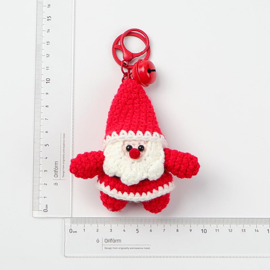 Funny Crochet Santa Claus Doll Keychain Home Room Decor Cute Handmade Plush Wool Knitted Santa Claus Ornament Christmas Gifts