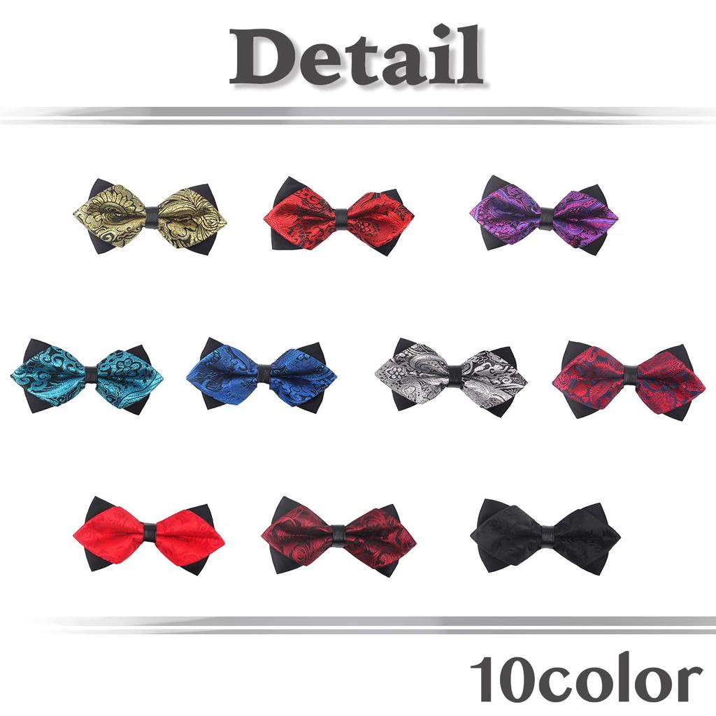 [White Fang] Jacquard Bow Tie, Unique Design, Stylish Fashion for Men and Women, NC094 (RedBlack)