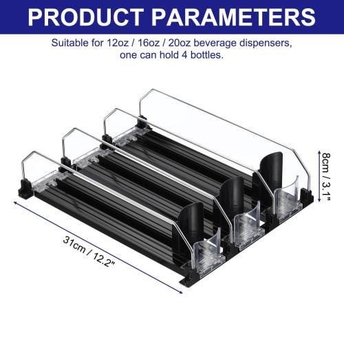 uxcell Refrigerator Soda Can Organizer, Self-Push Drink Organizer for Refrigerators, Adjustable Width Drink Dispenser, Beverage Pusher for Pantry Vend