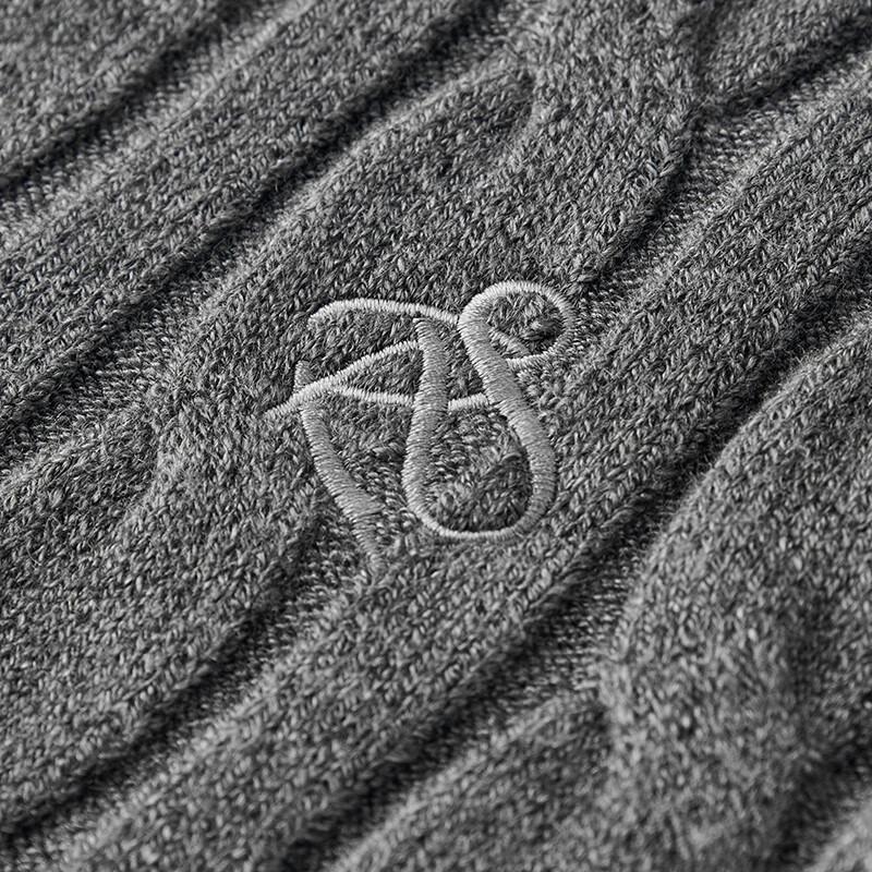 Semir Women's Embroidered V-Neck Loose Cable Knit Sweater