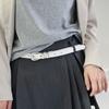 Elegant Black Vintage Women's Belt With Silver Buckle For Dress And Pants Outfits