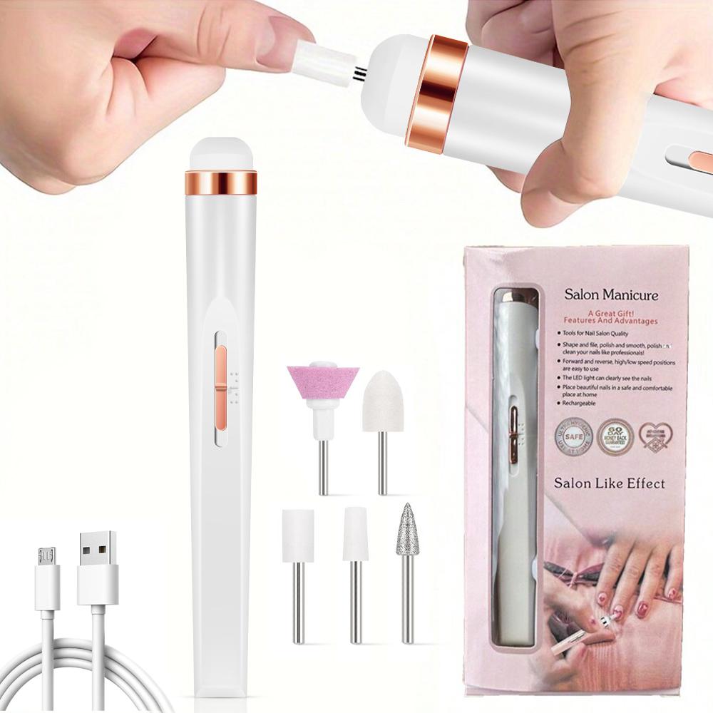 Electric Nail Polishing Machine Set Manicure Set With Light Portable With Battery Electric Manicure Art Tools For Gel Remover
