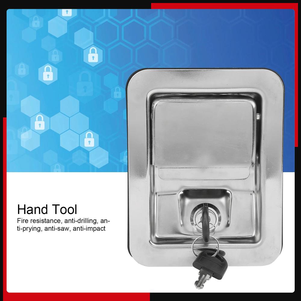 304 Stainless Steel Handle Lock Keys Kit Paddle Latch for Unit Construction Machinery Tools argento