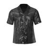 Mens See Through Shirt Turn Down Collar Short Sleeve Water Ripple Shine Beachwear Clubwear Top
